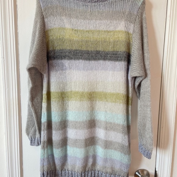 Free People Alpaca Bright it Up Knit Striped Mini Sweater Dress Mohair Wool XS - Picture 3 of 7